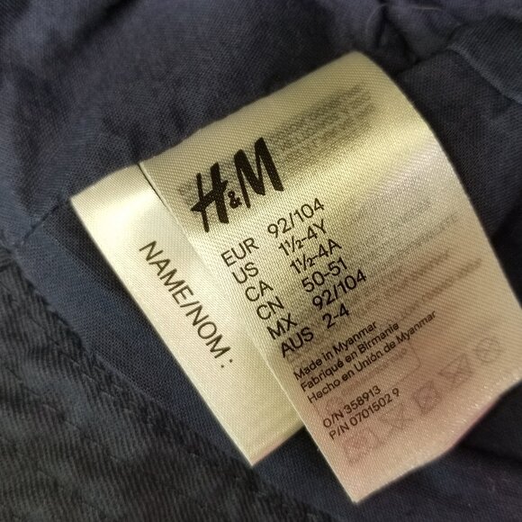 H&M Navy Blue Baby Bucket Hat White Embroidered Anchor Symbol size 1 1/2-4yr - Picture 3 of 3